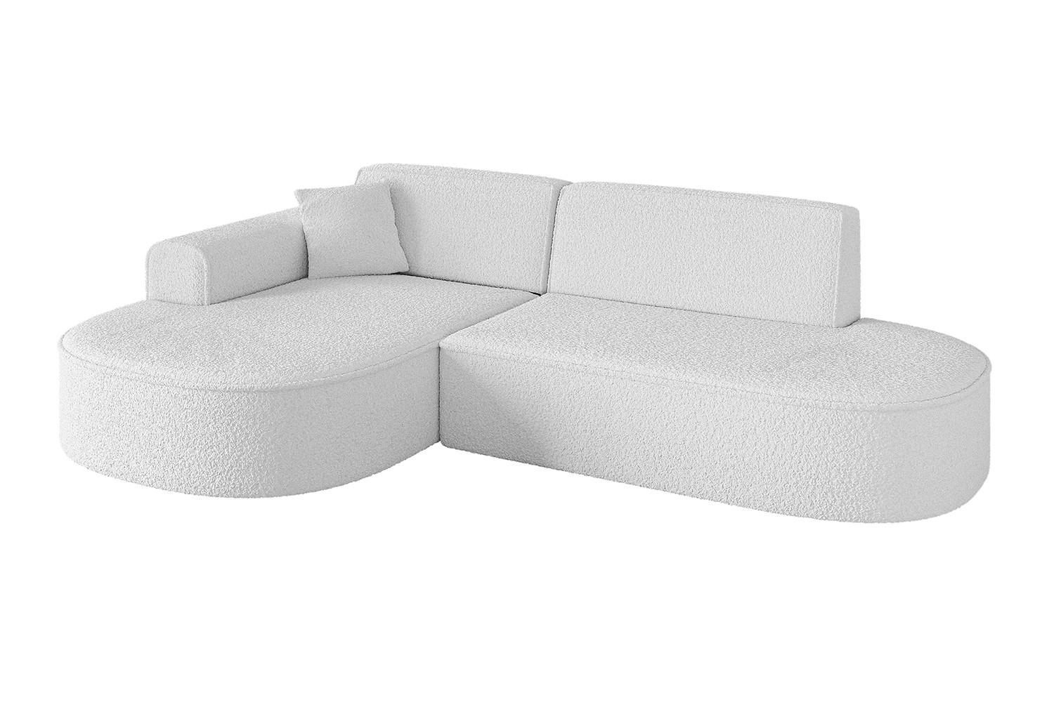 ECKSOFA Ottomane Links MARI-L1 - 232x163x73,5 cm Weiß Bouclé - Schwarz/Weiß, Holzwerkstoff/Kunststoff (163/234cm) - ALTDECOR