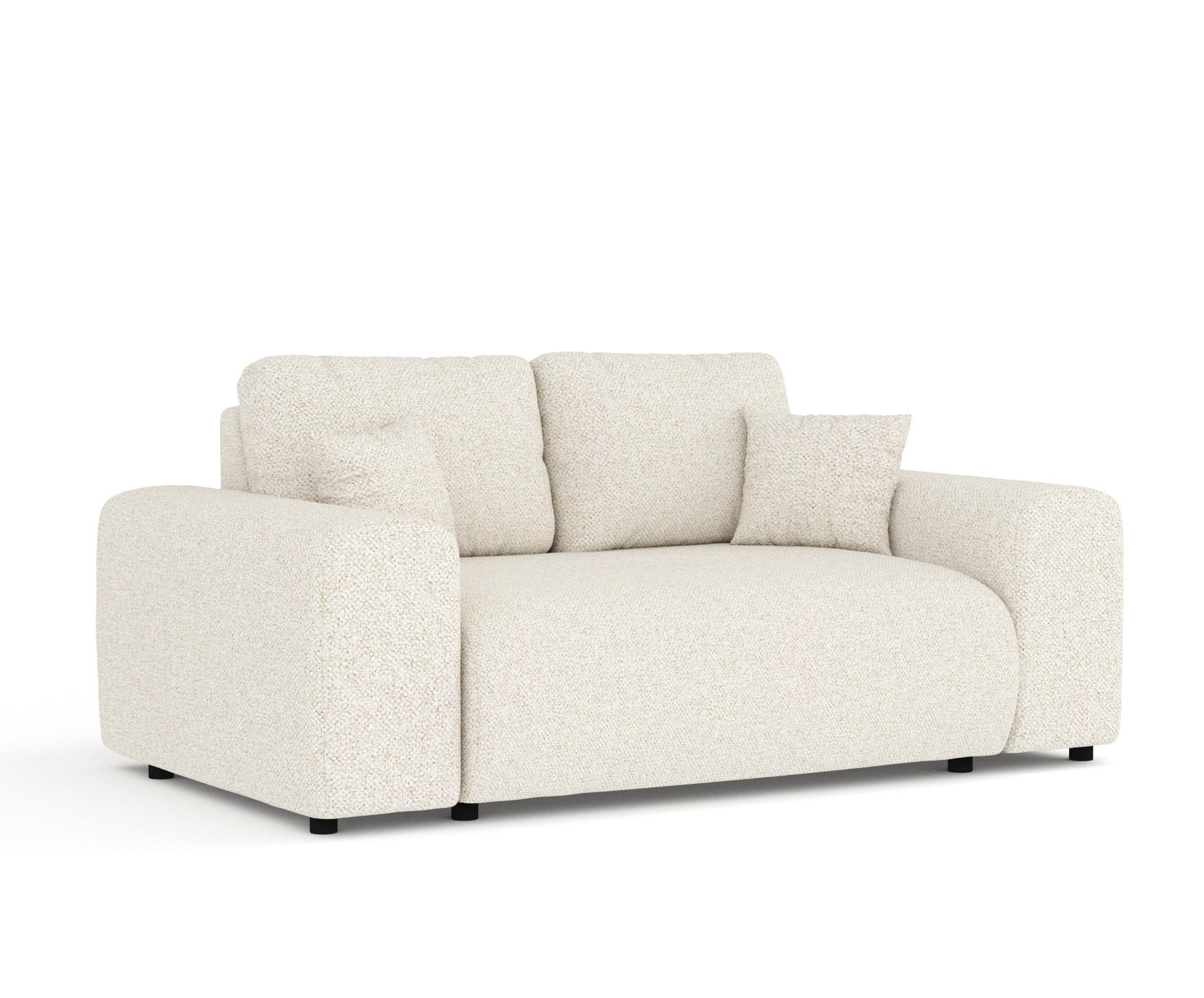 2-SITZER-SOFA Zanzibar Creme Plüschstoff - Creme/Schwarz, Holz/Holzwerkstoff (178/79/108cm) - Maison de Reve