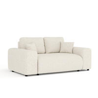 2-SITZER-SOFA Zanzibar Creme Plüschstoff - Creme/Schwarz, Holz/Holzwerkstoff (178/79/108cm) - Maison de Reve
