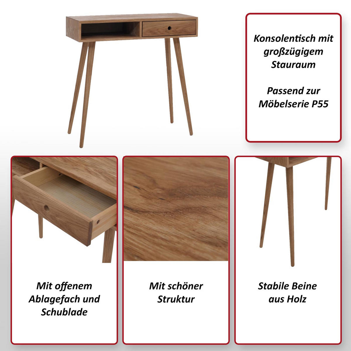 KONSOLENTISCH rechteck Braun - Braun, Holz (34/80/80cm) - MCW