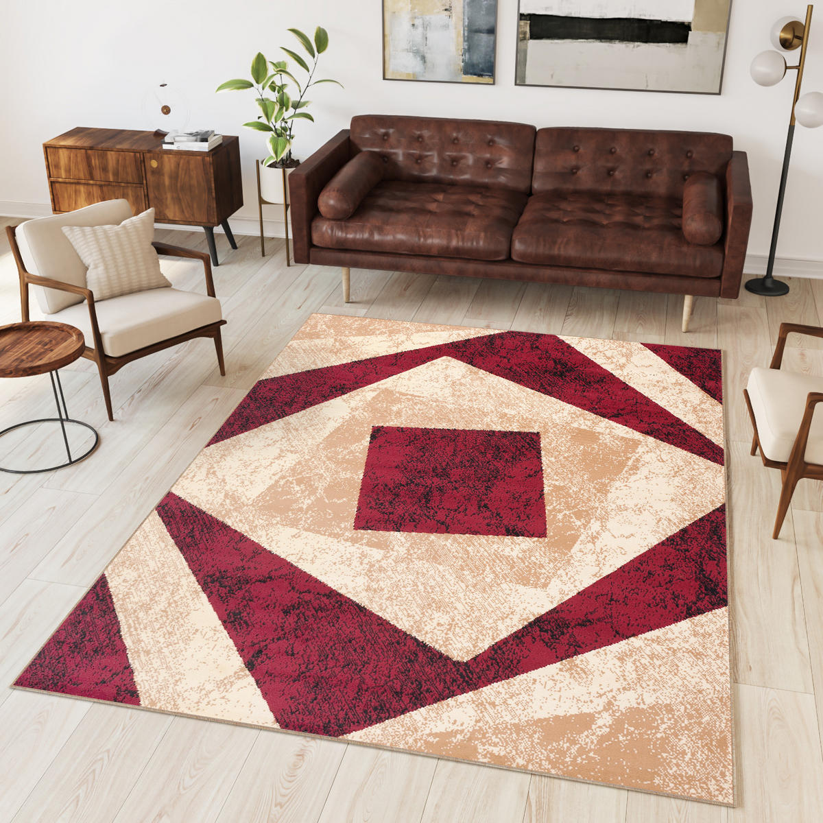 TEPPICH DREAM Rot Creme 120/170 cm - Rot/Creme, Textil (120/170cm) - Tapiso