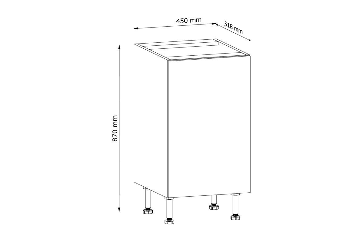 UNTERSCHRANK D45 P/L – Sorento Weiß – Weiß - Weiß, Holzwerkstoff (45/87/52cm) - ROYAL24_MARKT