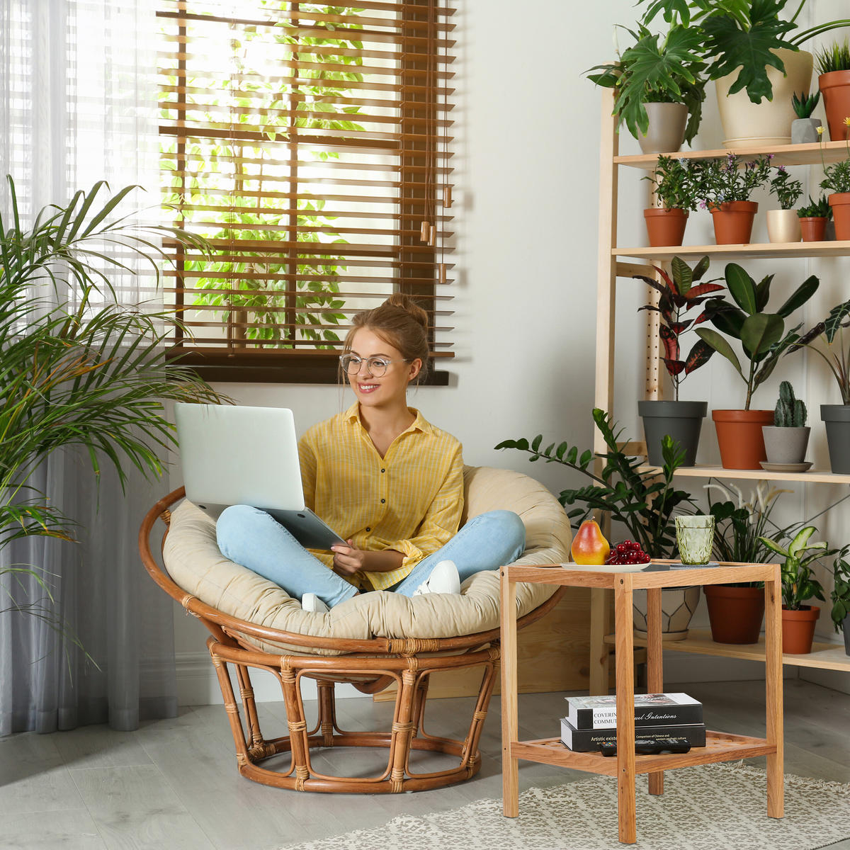 BEISTELLTISCH - Hellbraun, Glas/Holz (40/40/50cm) - Relaxdays