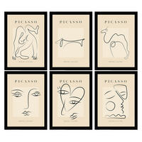 POSTER Set Mit 6 Illustrationen Von Pablo Picasso Liebe A3 Schwarzer Rahmen - Schwarz, Papier (29/3cm) - Nacnic