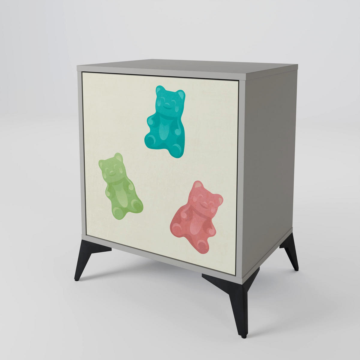 SIDEBOARD GUMMY BEARS, Grau, 57,5x42x57,5 cm, Ohne Füße - Multicolor/Grau, Holzwerkstoff (57.5/57.5/42cm) - SpaceRebels