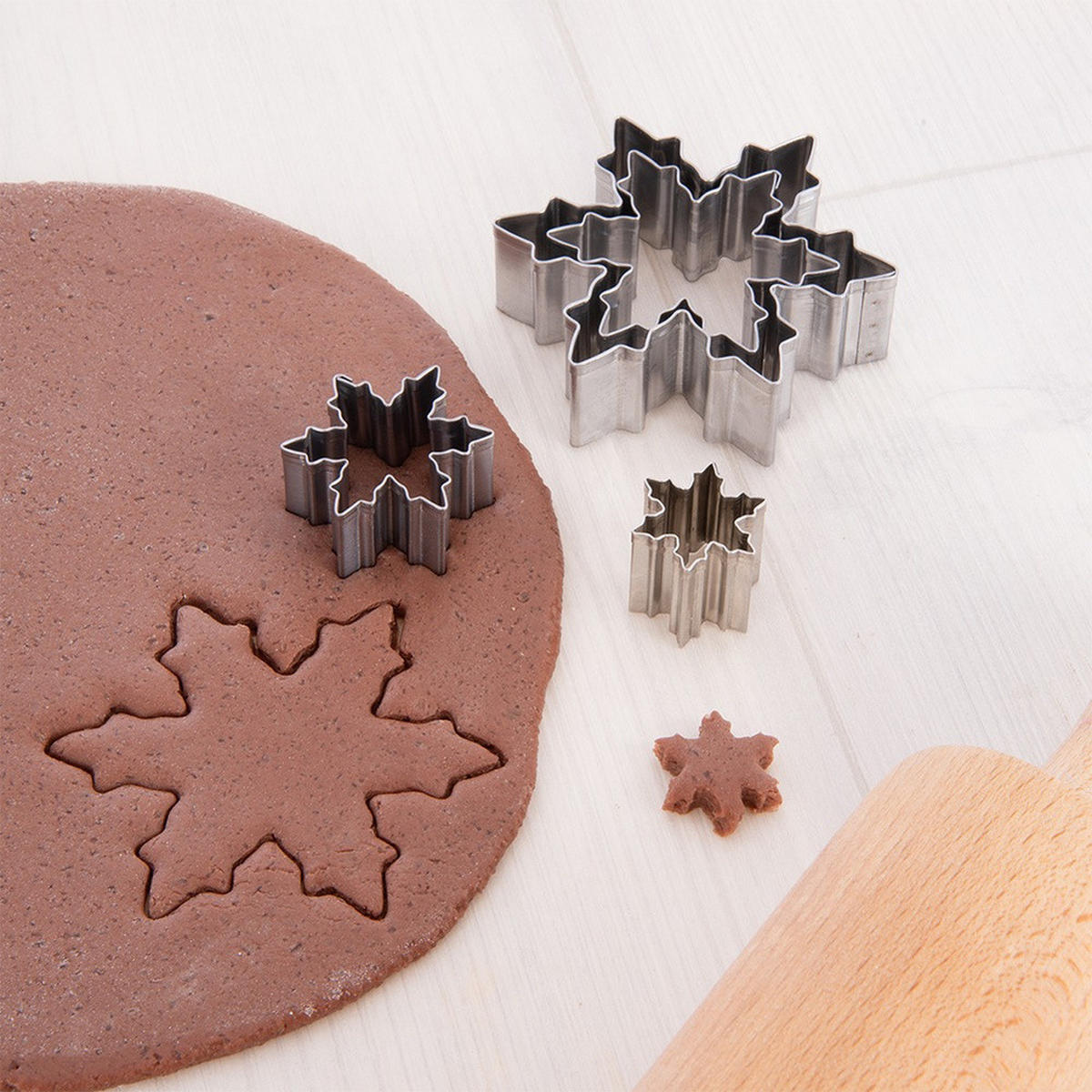 AUSSTECHFORMEN-SET Schneeflocken 4-teilig Silber - Silberfarben, Metall (6/1.5/8.5cm) - Orion 