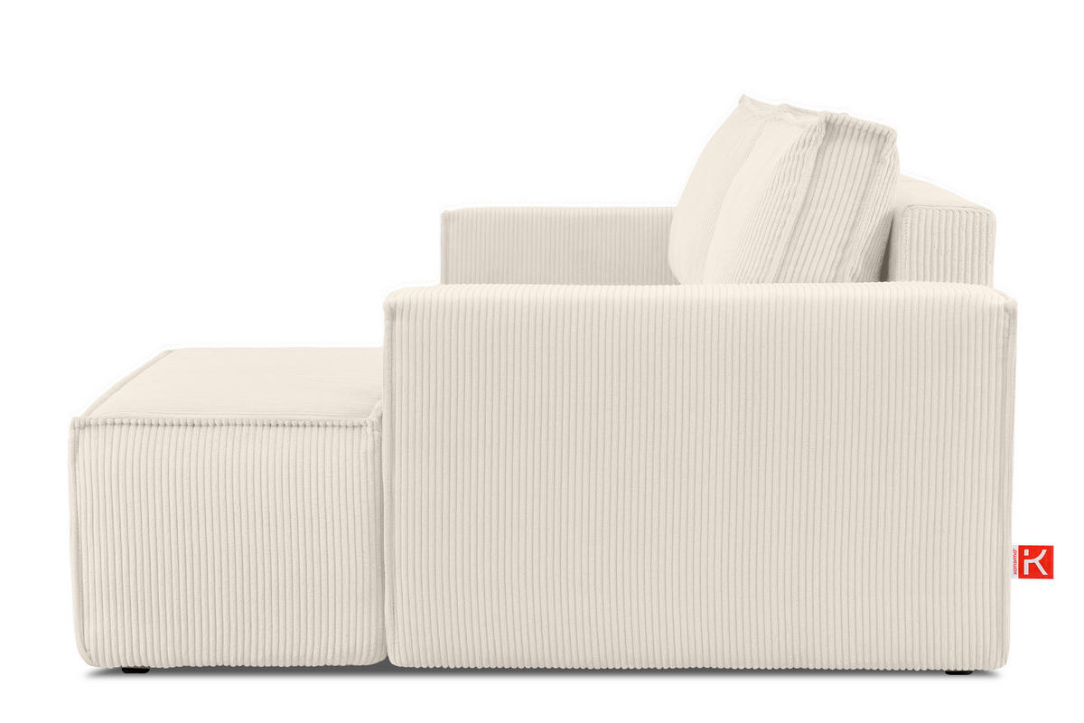 ECKSCHLAFSOFA-RECHTS NAPI in Pet Friendly Cord-Stoff, ecrufarben - Creme/Schwarz, Textil (262/148cm) - KONSIMO®