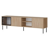 TV-LOWBOARD Domi 200 3D - Eichefarben/Schwarz, Holzwerkstoff/Metall (201/60/40cm) - MIRJAN24