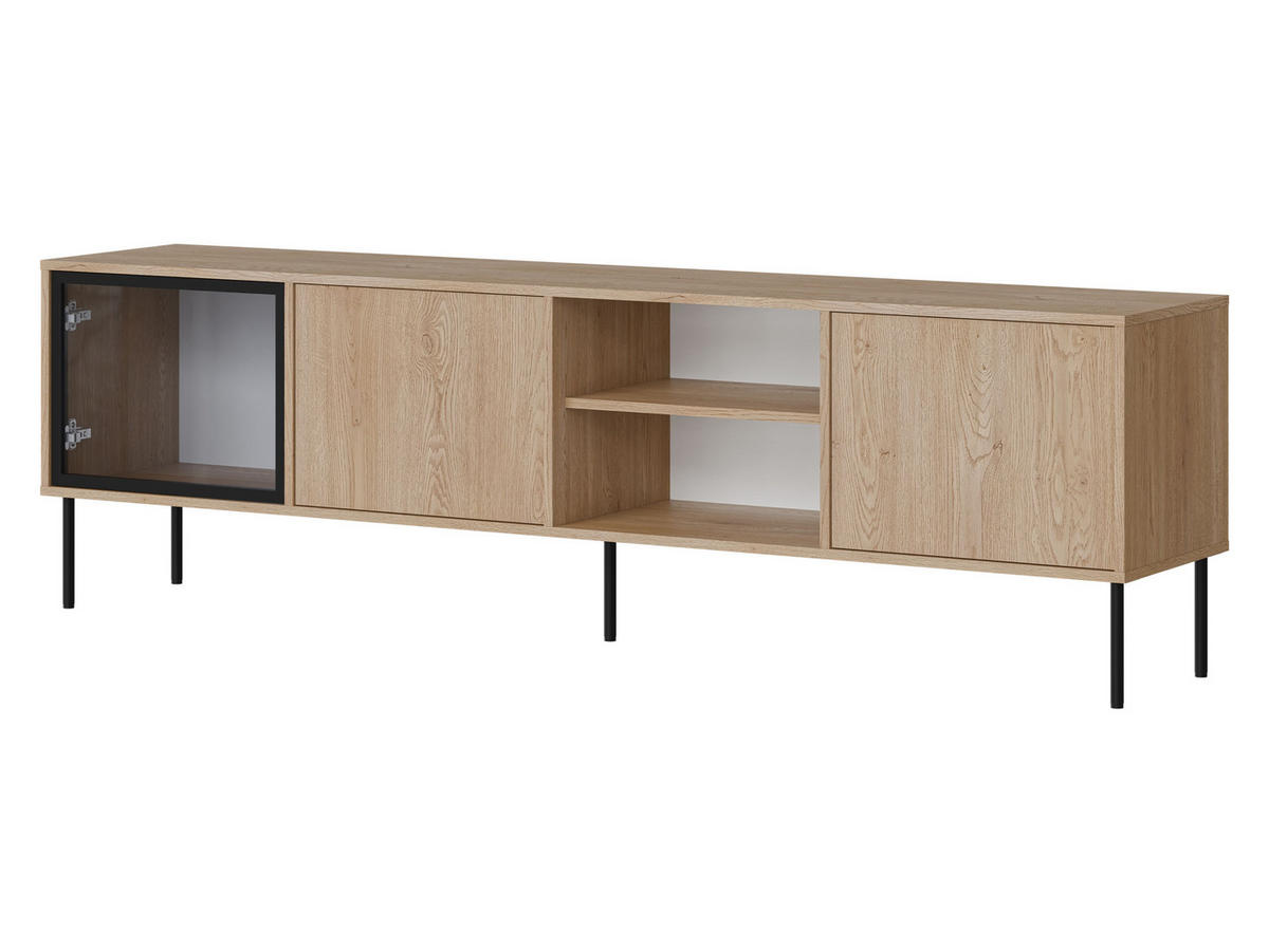 TV-LOWBOARD Domi 200 3D - Eichefarben/Schwarz, Holzwerkstoff/Metall (201/60/40cm) - MIRJAN24