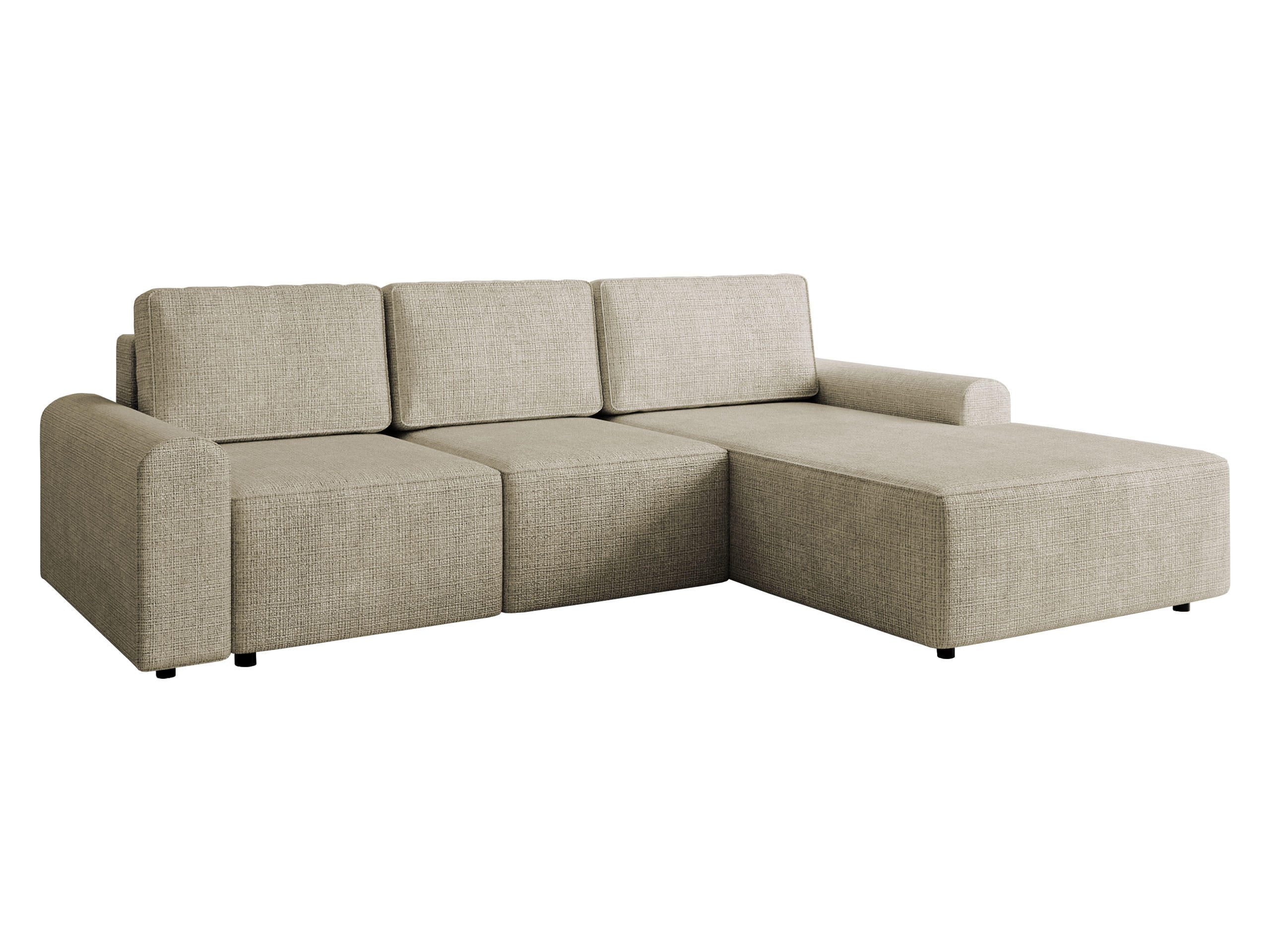 ECKSOFA Bella L, Seite: Rechts - Beige/Schwarz, Holz/Kunststoff (258/168cm) - MIRJAN24