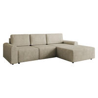 ECKSOFA Bella L, Seite: Rechts - Beige/Schwarz, Holz/Kunststoff (258/168cm) - MIRJAN24