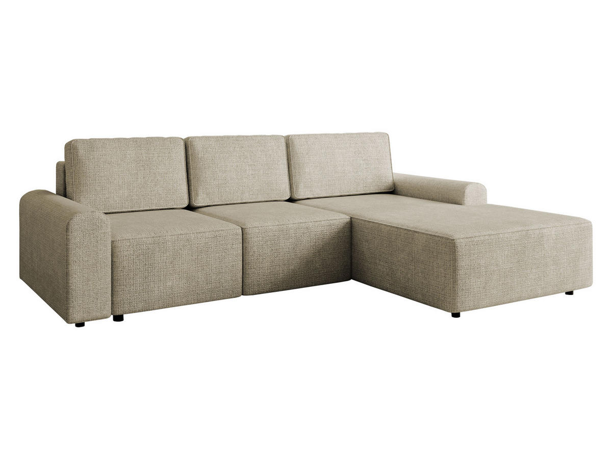 ECKSOFA Bella L, Seite: Rechts - Beige/Schwarz, Holz/Kunststoff (258/168cm) - MIRJAN24