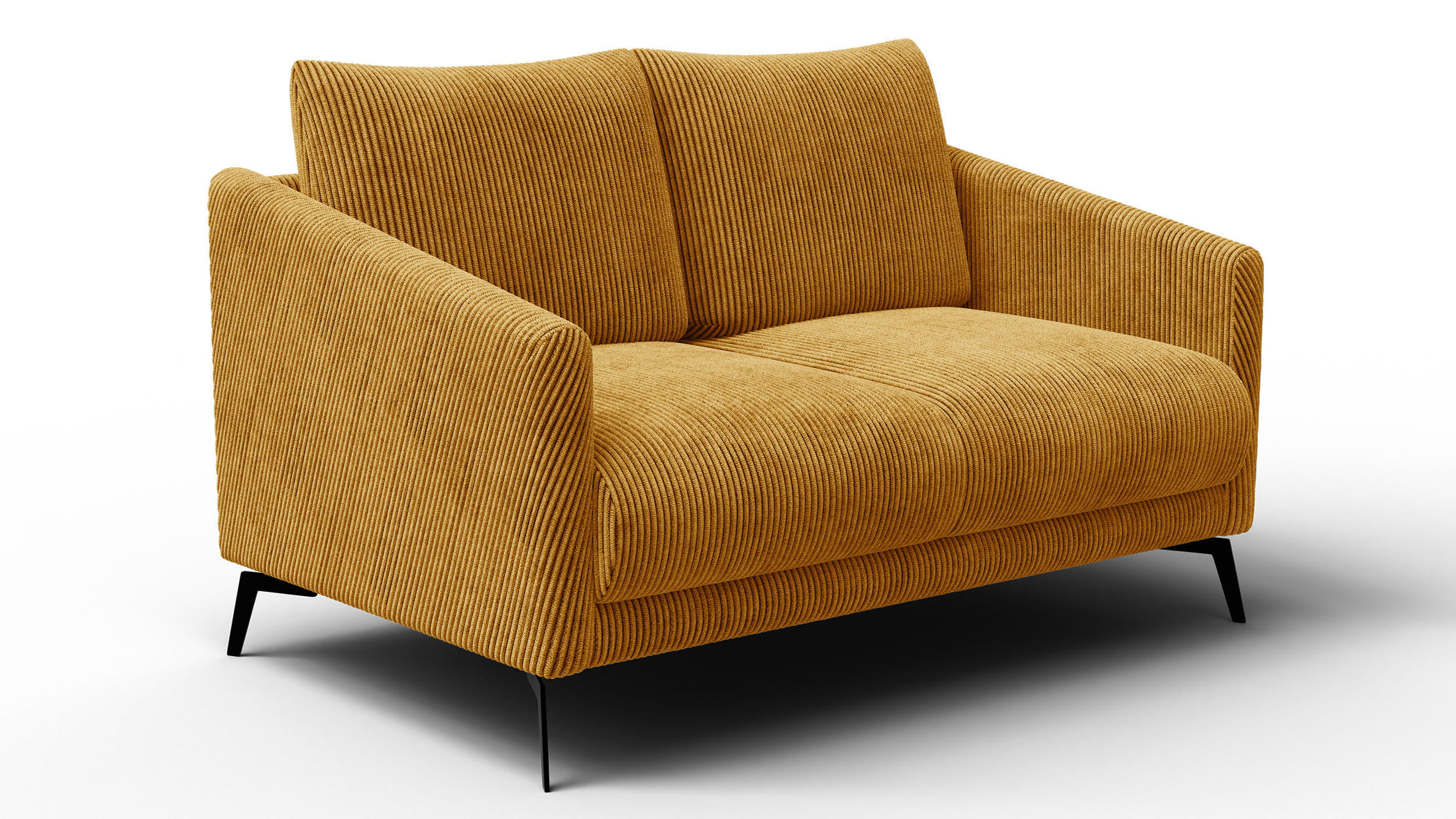 SOFA VILT 2-Sitzer, safran - Gelb/Schwarz, Holzwerkstoff/Textil (142/89/94cm) - Courtois Laville
