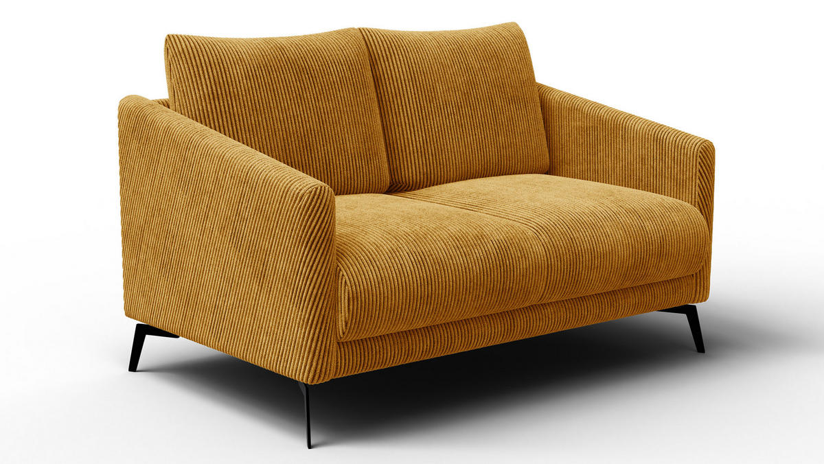 SOFA VILT 2-Sitzer, safran - Gelb/Schwarz, Holzwerkstoff/Textil (142/89/94cm) - Courtois Laville