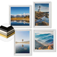 WANDBILDER 4er-Set - 50x50 cm & 40x60 cm Weißer Rahmen - Ausblicke auf die Natur, Leuchtturm, Berge - Weiß, Kunststoff (50/50cm) - ArtPrintCave