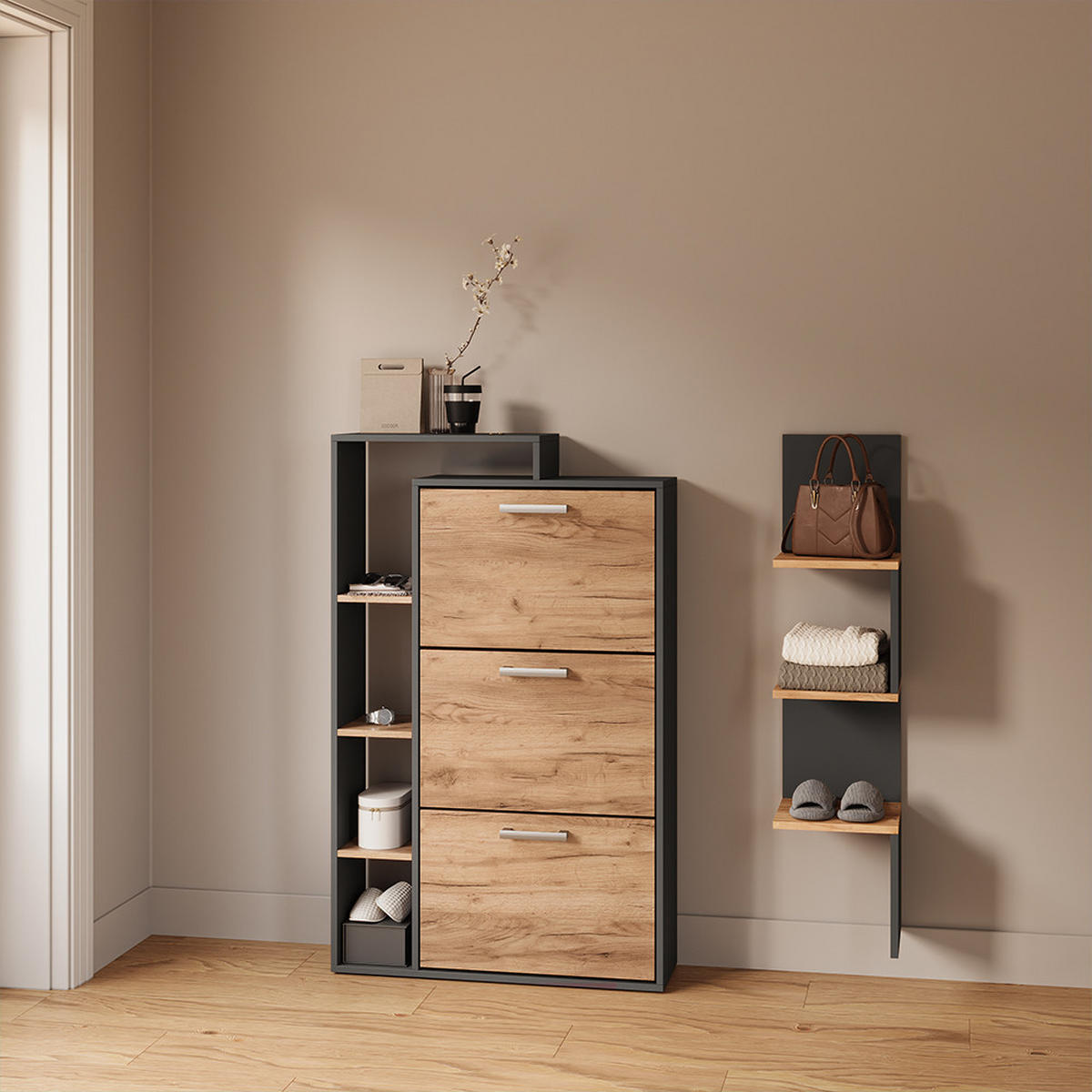 ECKREGAL Vesuvio Anthrazit 28 x 116.4 cm - Anthrazit, Holzwerkstoff (28/116.4/28cm) - Livinity®