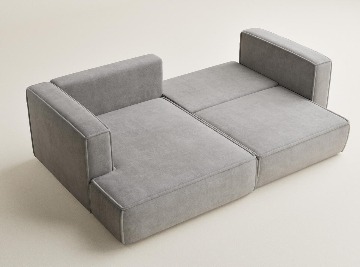 ECKSOFA MIT SCHLAFFUNKTION Velto Beige grau Webstoff - Greige/Schwarz, Holz/Holzwerkstoff (152/250cm) - Maison de Reve