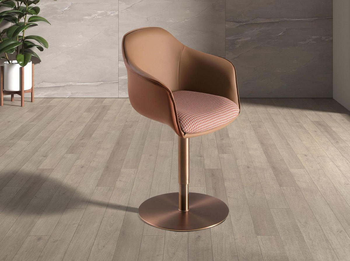 STUHL aus terrakottabraunem und beigem Stoff 60/54/77 cm - Pink/Terracotta, Leder/Textil (60/77/54cm) - ANGEL CERDA