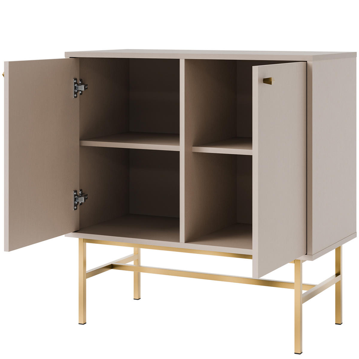 KOMMODE FLOREN, Creme/Gold - Creme, Holzwerkstoff/Metall (83.6/86.4/40.8cm) - KONSIMO®