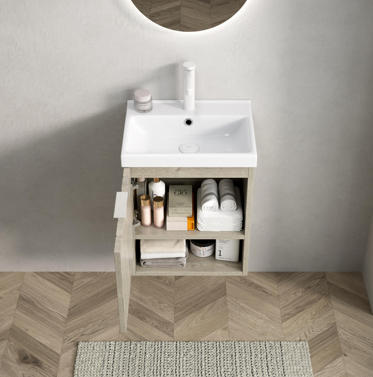 WANDWASCHTISCH 42 cm Weiß Keramik - Weiß, Holz (32/53/42cm) - Beauniv
