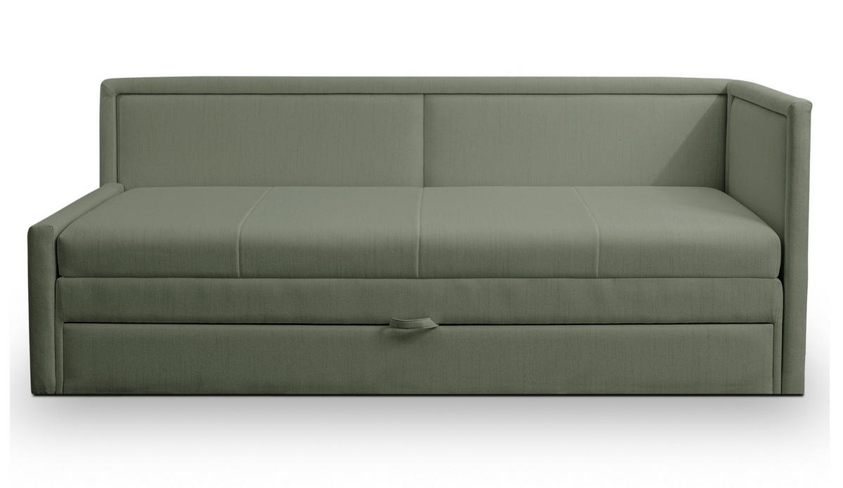 JUGENDBETT Caprili Salbeigrün mit Bettkasten - Schwarz/Hellgrün, Kunststoff/Textil (163/189cm) - Selsey