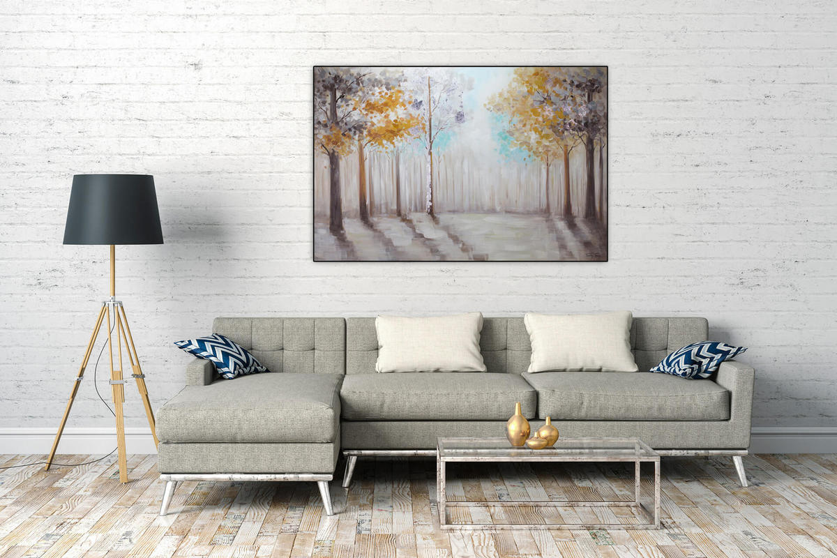 ACRYLBILD HANDGEMALT 120/80 cm - Braun/Grau, Holz/Textil (120/80cm) - KUNSTLOFT