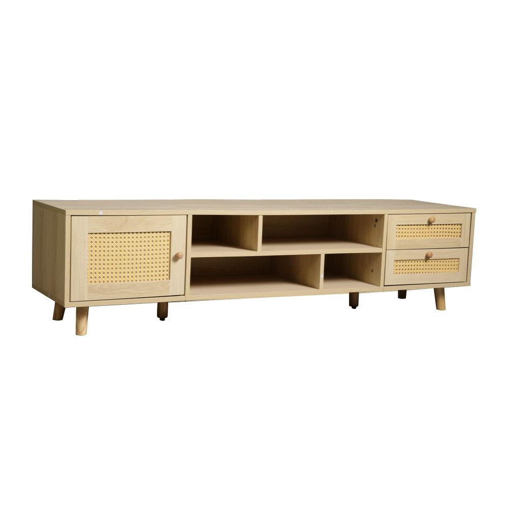 TV-LOWABOARD mit 2 Schubladen und 1 Tür, Hölzernes - Kieferfarben, Holz (39/40.5/160cm) - KOMHTOM