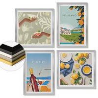 WANDBILDER 4er Set - 50x50 cm & 40x60 cm Silberner Rahmen - Italienische Zitronenurlaube Capri - Silberfarben, Kunststoff (50/50cm) - ArtPrintCave