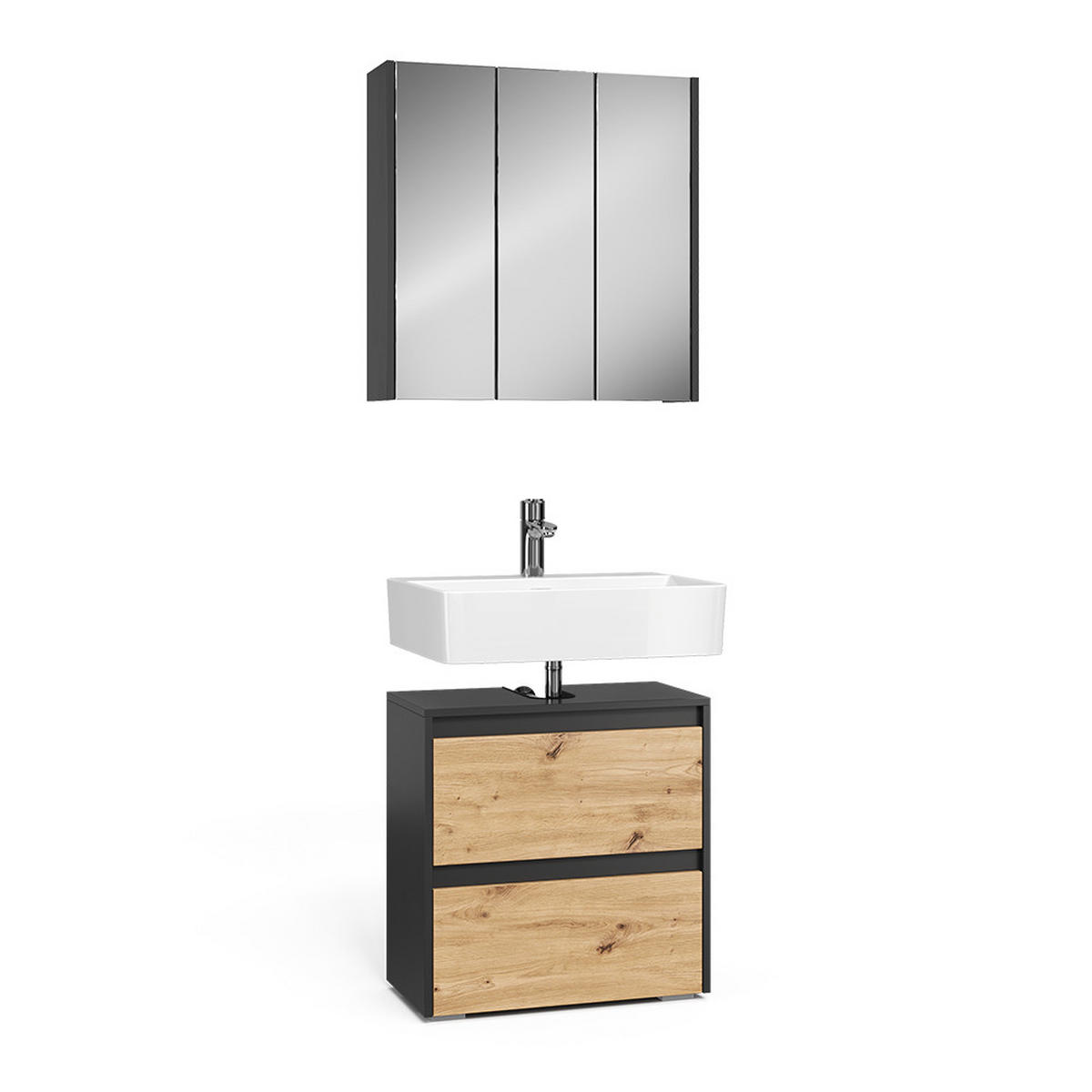 BADMÖBEL-SET Majest Anthrazit/Artisan 2 Teile - Anthrazit/Hellgrau, Holzwerkstoff (60.1/62/30.1cm) - Vicco