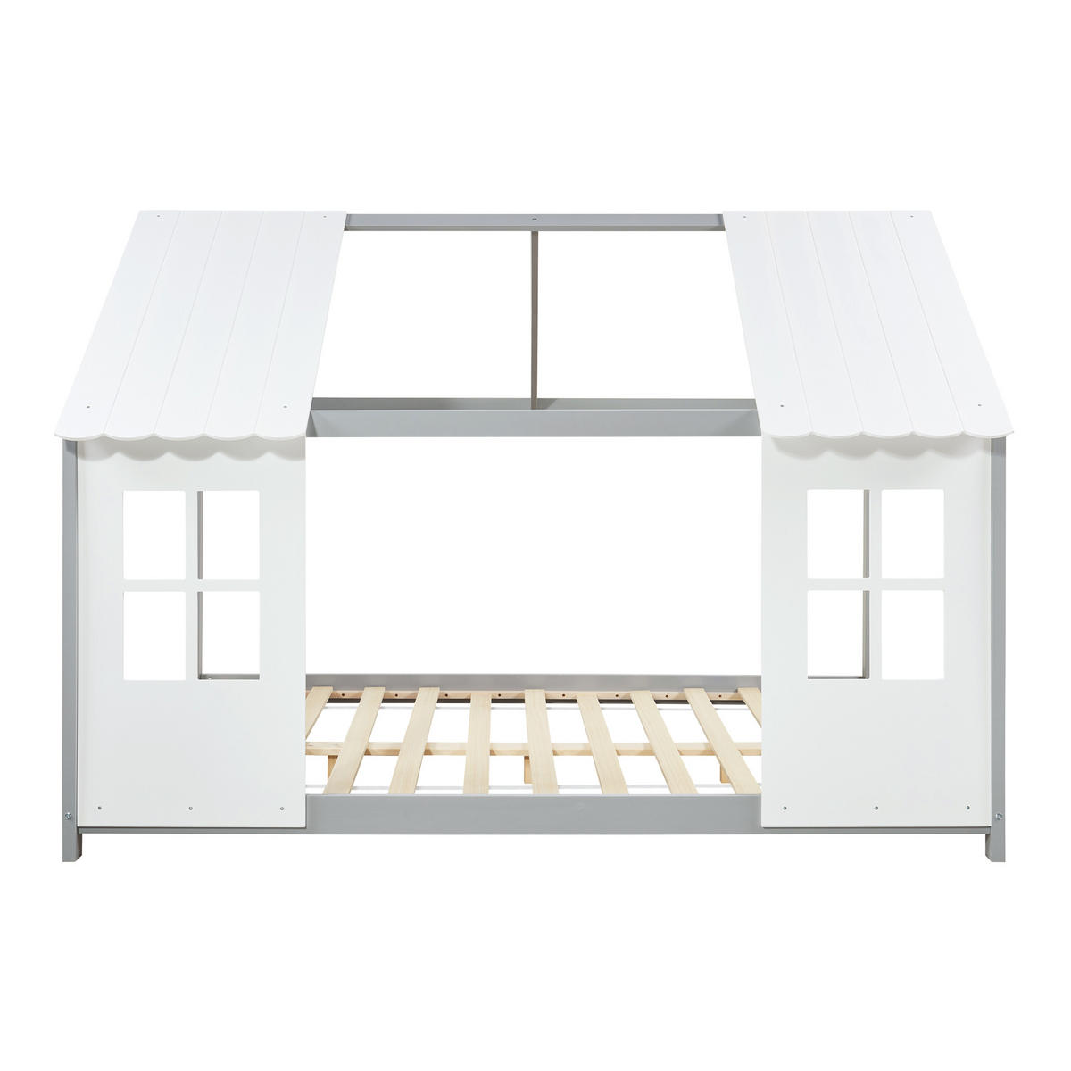 HAUSBETT Tostedt - Weiß/Grau, Holz (120/200cm) - [en.casa]