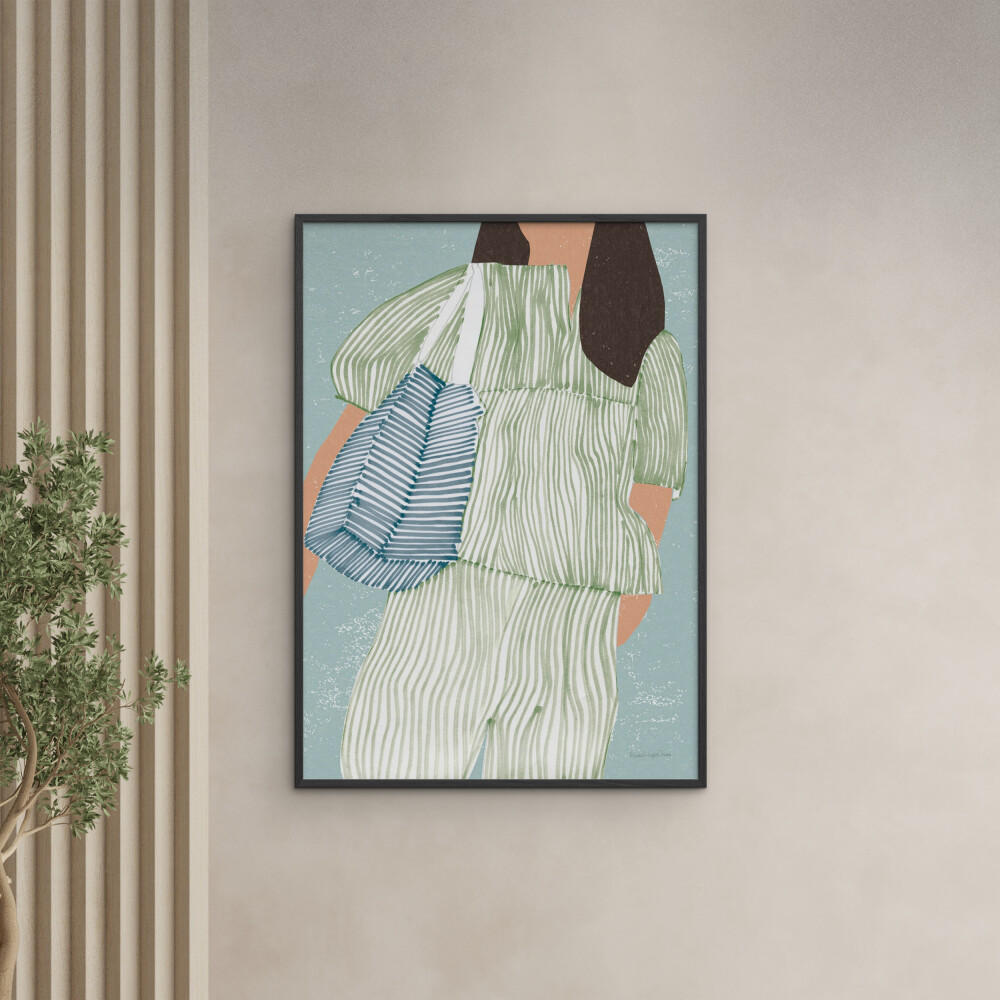 POSTER mit Rahmen Wild Apple - Striped ll - Schwarz/Grün, Holz/Papier (50/70cm) - Poster&Frame