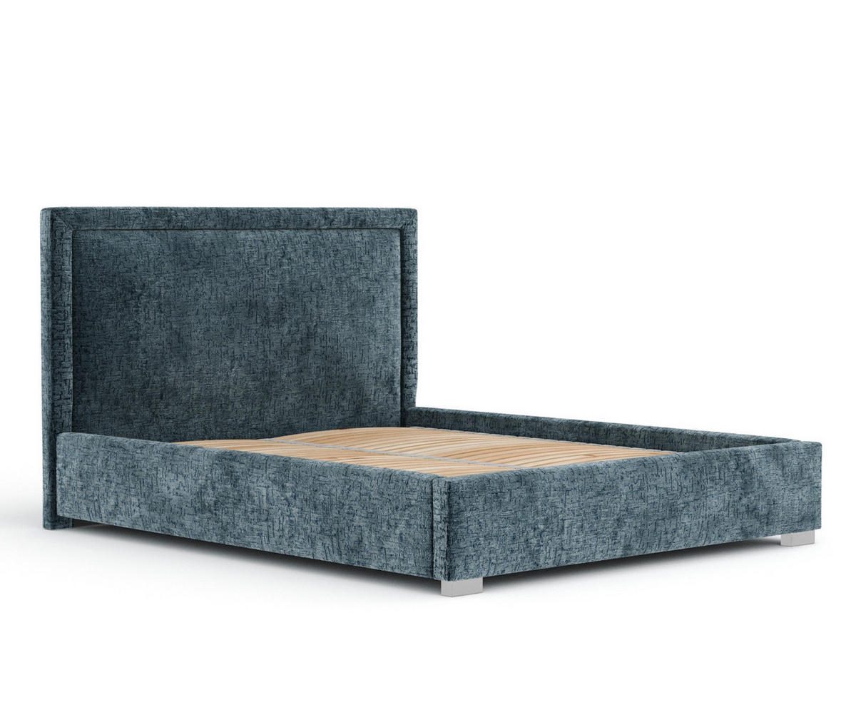 POLSTERBETT Ordina Blau 160/200 cm im Chenille-Stoff - Blau/Silberfarben, Holz/Holzwerkstoff (160/200cm) - Maison de Reve