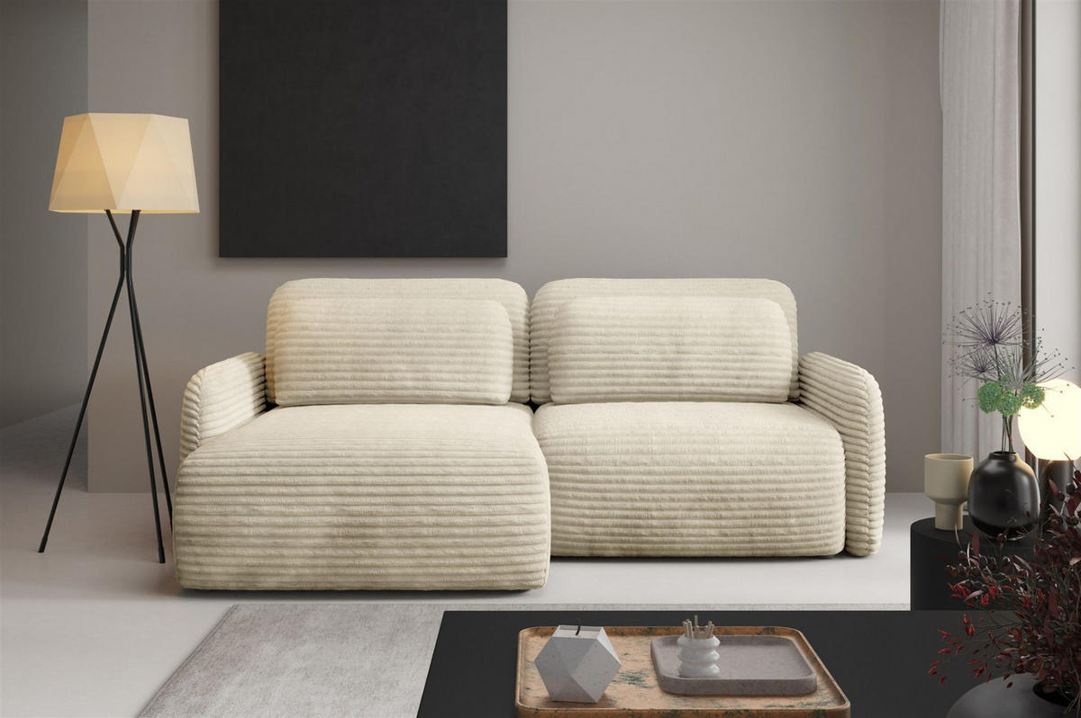 ECKSOFA Simone Mit Schlaffunktion - Creme, Holzwerkstoff/Textil (240/165cm) - Fun Möbel