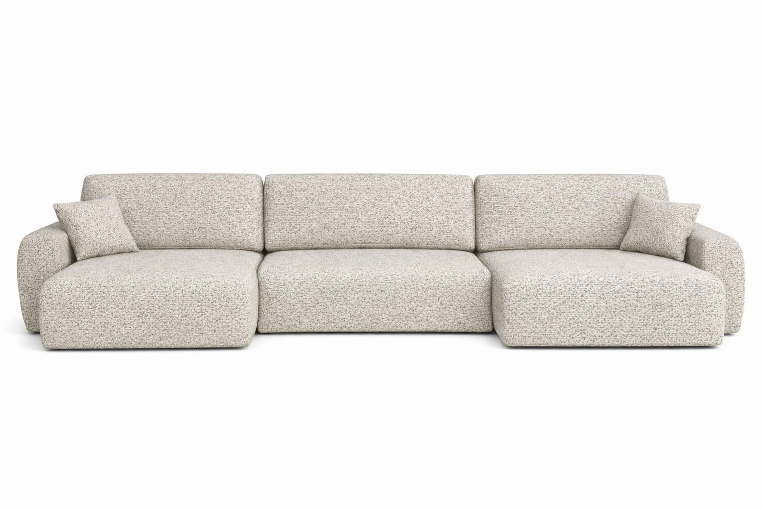 ECKSOFA Mit Schlaffunktion Und Bettkasten U-Form Ariel U, Chenille-Stoff Artico, Nata - Beige, Holz (342/142cm) - Kaiser Möbel