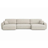 ECKSOFA Mit Schlaffunktion Und Bettkasten U-Form Ariel U, Chenille-Stoff Artico, Nata - Beige, Holz (342/142cm) - Kaiser Möbel