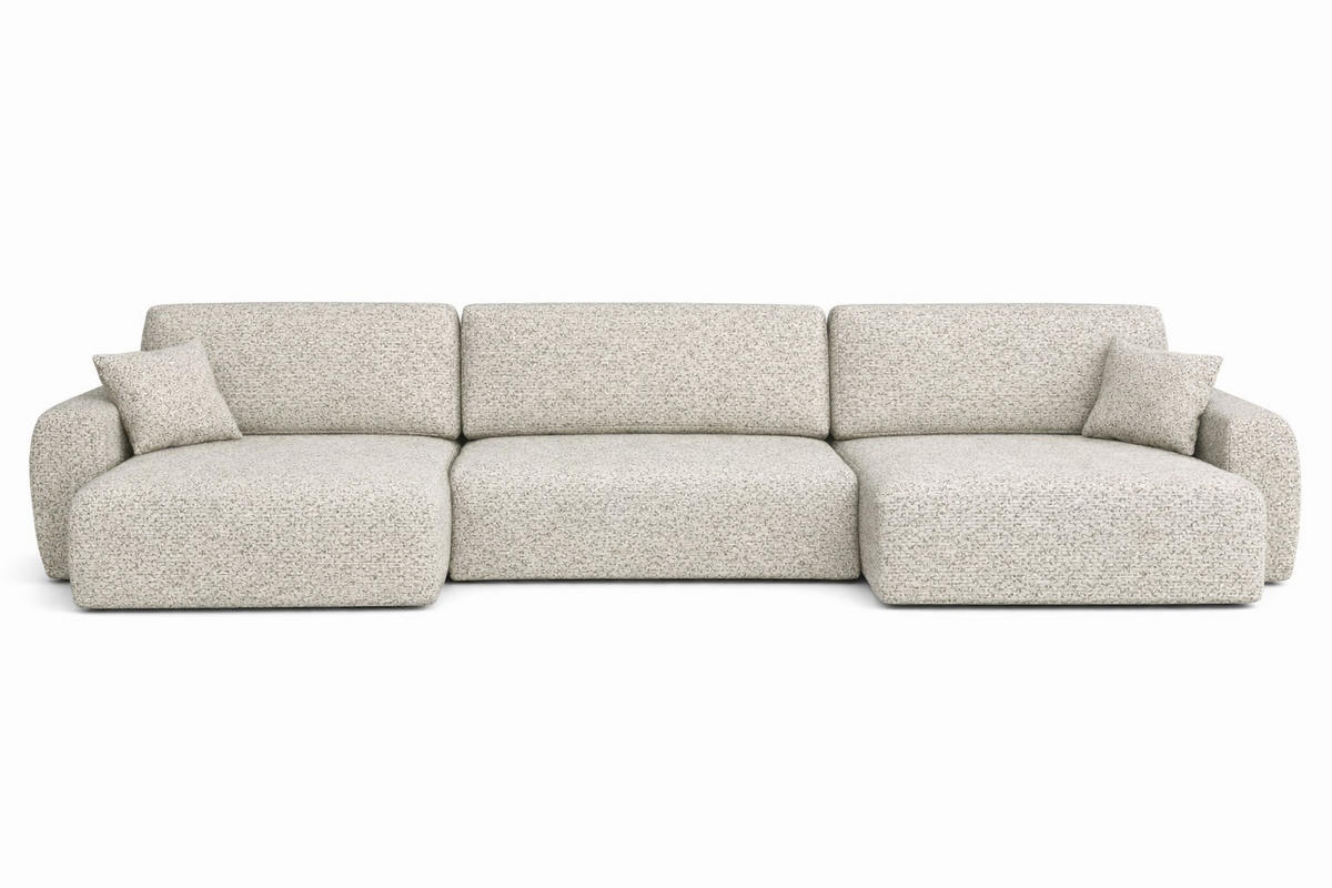 ECKSOFA Mit Schlaffunktion Und Bettkasten U-Form Ariel U, Chenille-Stoff Artico, Nata - Beige, Holz (342/142cm) - Kaiser Möbel