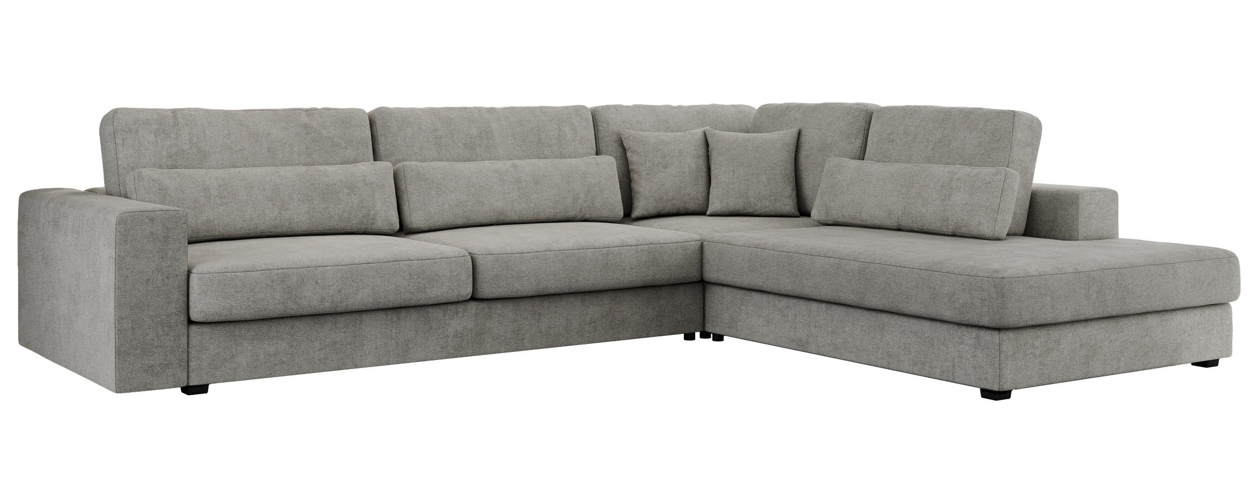 ECKSOFA Savona Hellgrau Strukture - rechts - Hellgrau/Schwarz, Kunststoff/Textil (249/316cm) - MKS