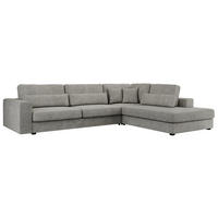 ECKSOFA Savona Hellgrau Strukture - rechts - Hellgrau/Schwarz, Kunststoff/Textil (249/316cm) - MKS
