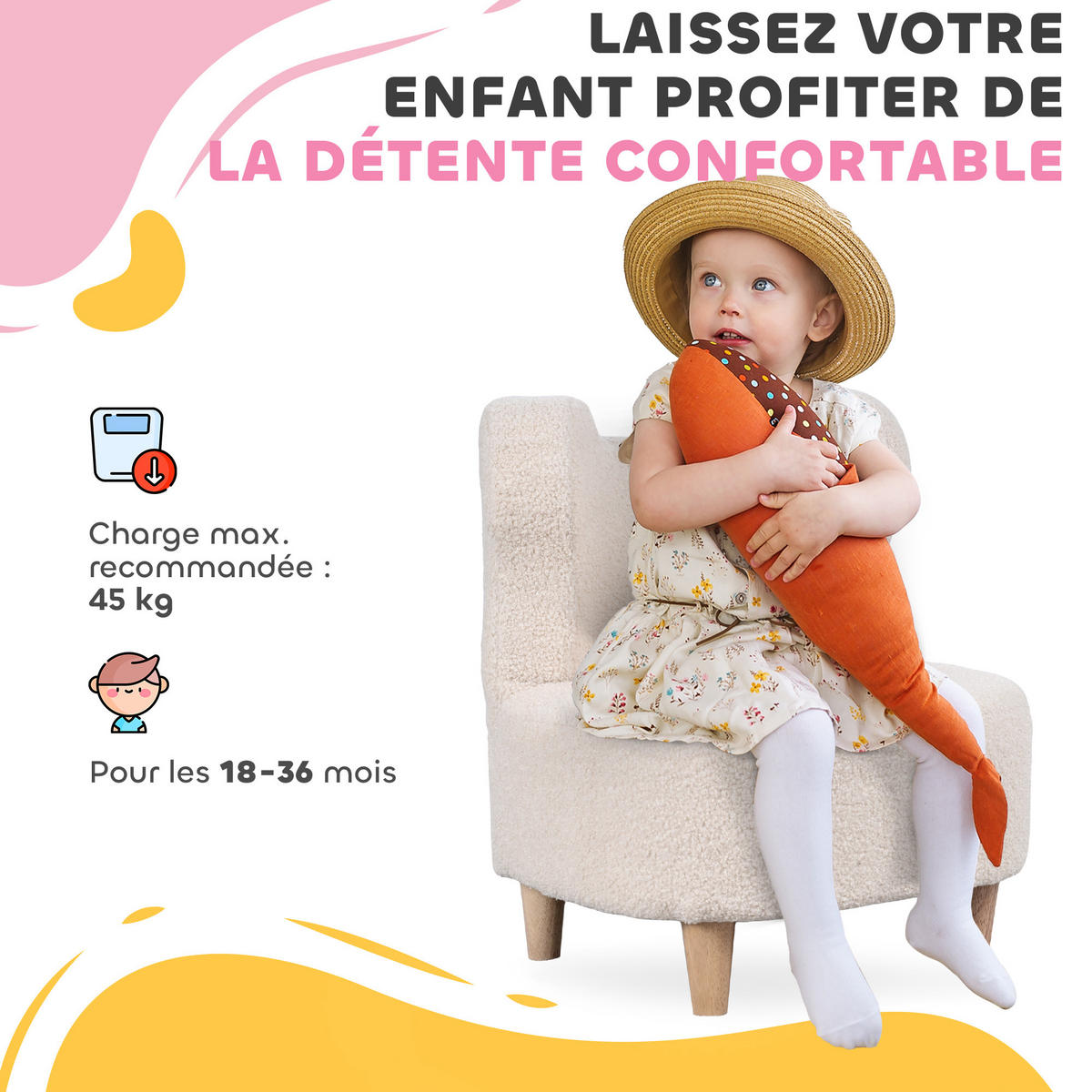 KINDERSESSEL DE-18969 Bären-Design mit Teddyfell Beige - Beige, Textil (43/53/47cm) - ComfortXL