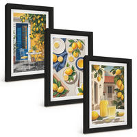 BILDER SET 3er Set - 20x30 cm Schwarzer Rahmen - Zitronengarten mit Getränken - Schwarz, Kunststoff (20/30cm) - TULUP