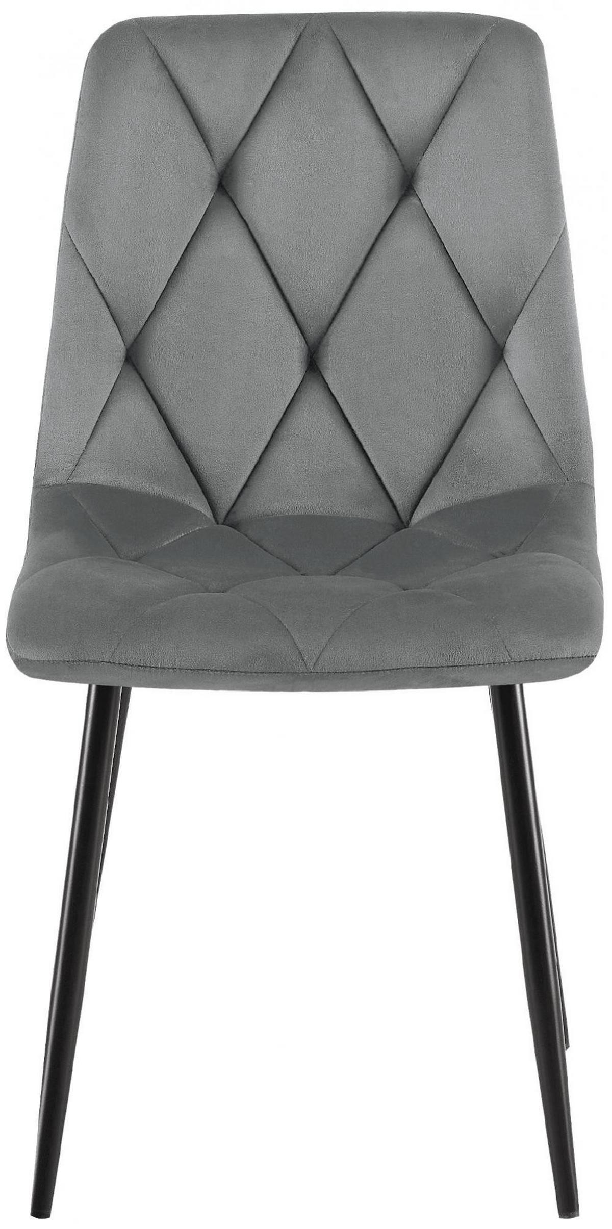 STUHL 2er Set Samt Dunkelgrau - Dunkelgrau/Schwarz, Textil/Metall (45/85/55cm) - CLP