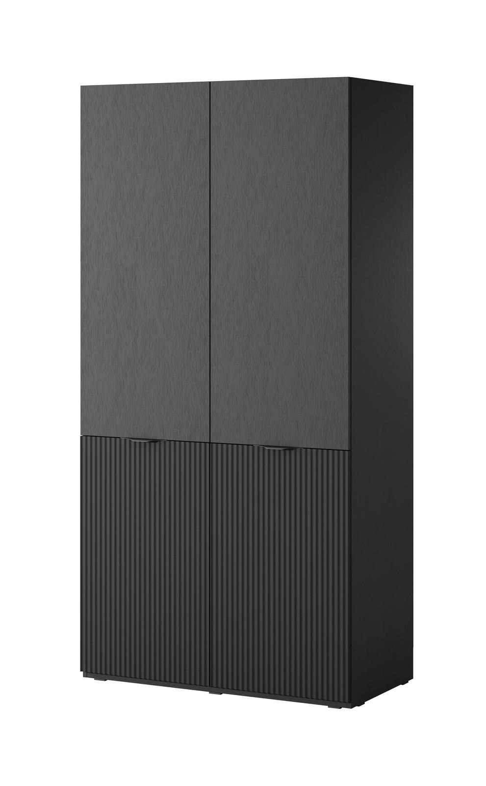 KLEIDERSCHRANK ZEN (Modular, Schwarz Matt, Rillenfront, 2-türig) - Schwarz, Holz/Holzwerkstoff (101/200/51cm) - Ravio