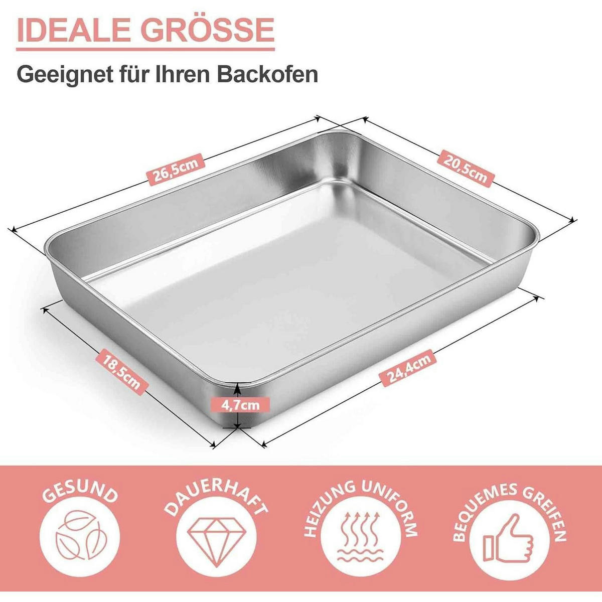 BACKBLECH Edelstahl 26,5 x 20,5 x 4,7 cm - Silberfarben, Metall (20.5/4.7/26.5cm)