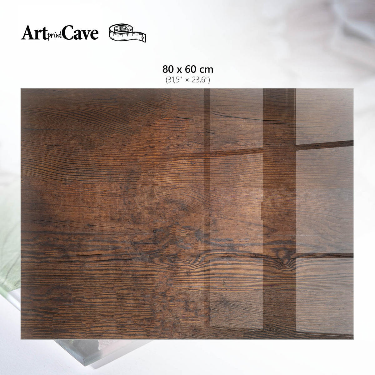 GLASPLATTE 80x60 cm – Holzstruktur - Beige, Glas (0.4/80/60cm) - ArtPrintCave