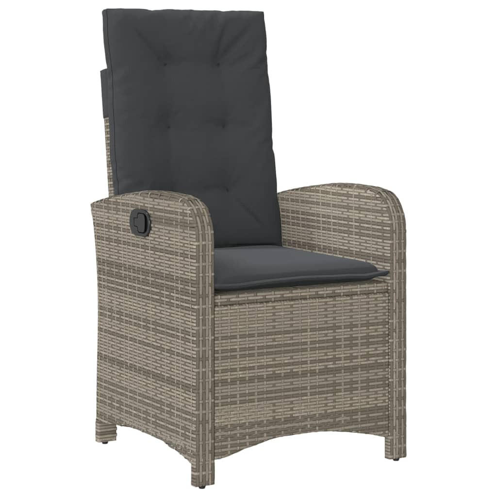 GARTENSESSEL Verstellbar Mit Kissen Grau Poly Rattan - Grau, Kunststoff (57/93/58.5cm) - vidaXL