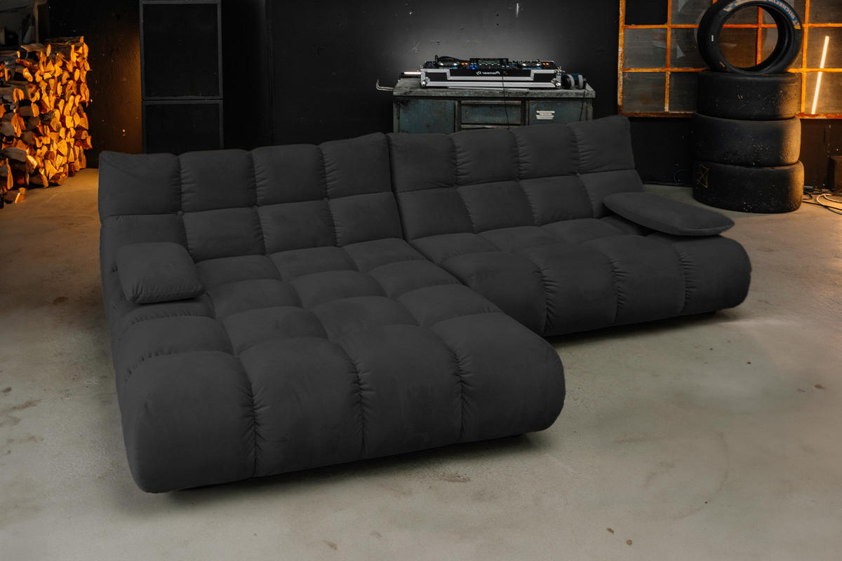 ECKSOFA VIVIEN Schwarz Velvet - Schwarz, Kunststoff/Textil (290/178cm) - KAWOLA