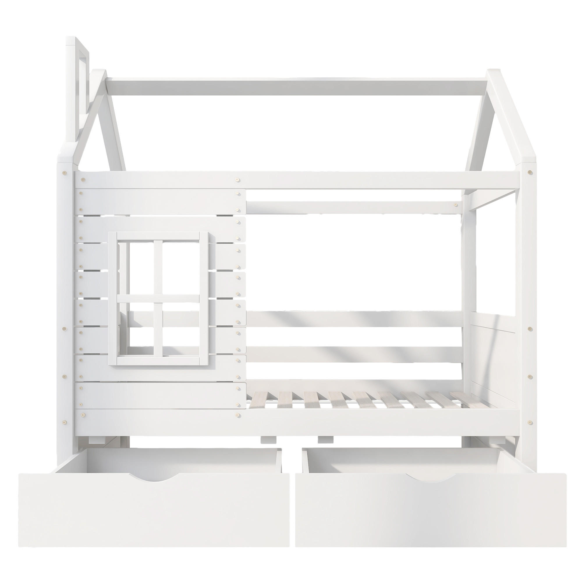 HAUSBETT Massivholz 80/160 cm Weiß - Weiß, Holz - Raumix