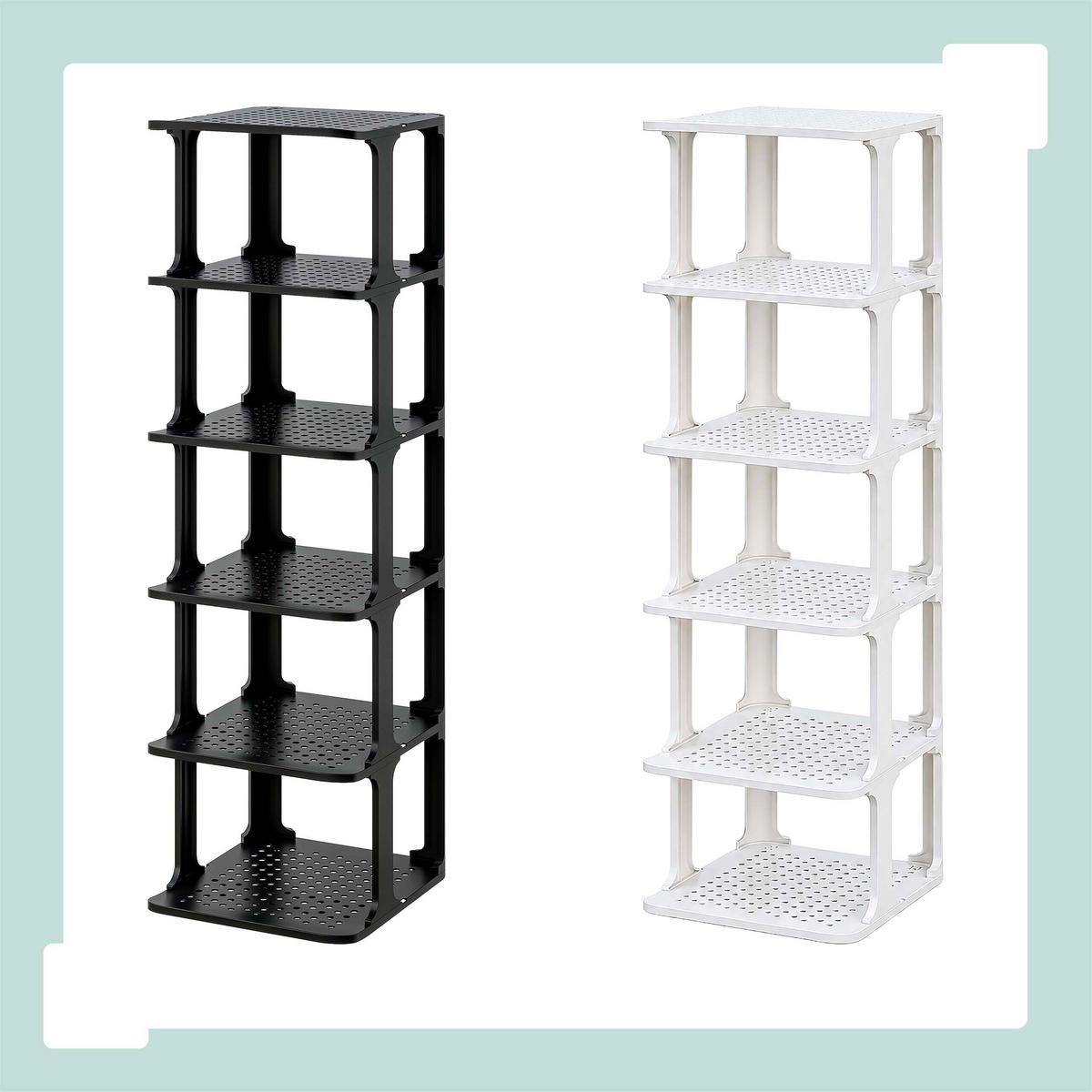 POLICA Bijela za cipele slagiva 6-dijelni-set - bijela, plastika (26.5/91/30.5cm) - Relaxdays
