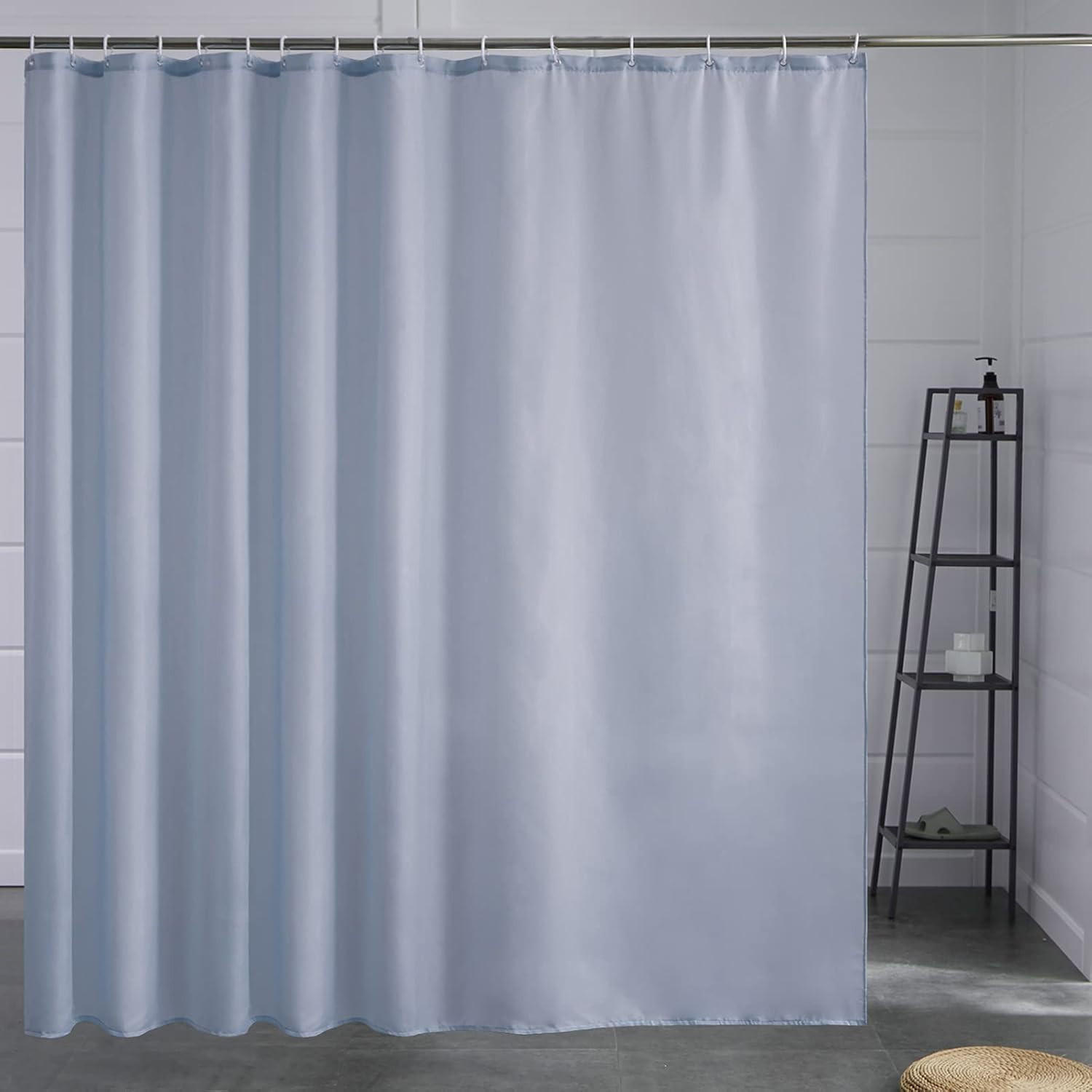 DUSCHVORHANG fürs Badezimmer Stoff wasserdicht schimmelresistent Set Blau Grau mit Haken Kunststoff - Grau, Textil (200/180cm) - MCBOSON