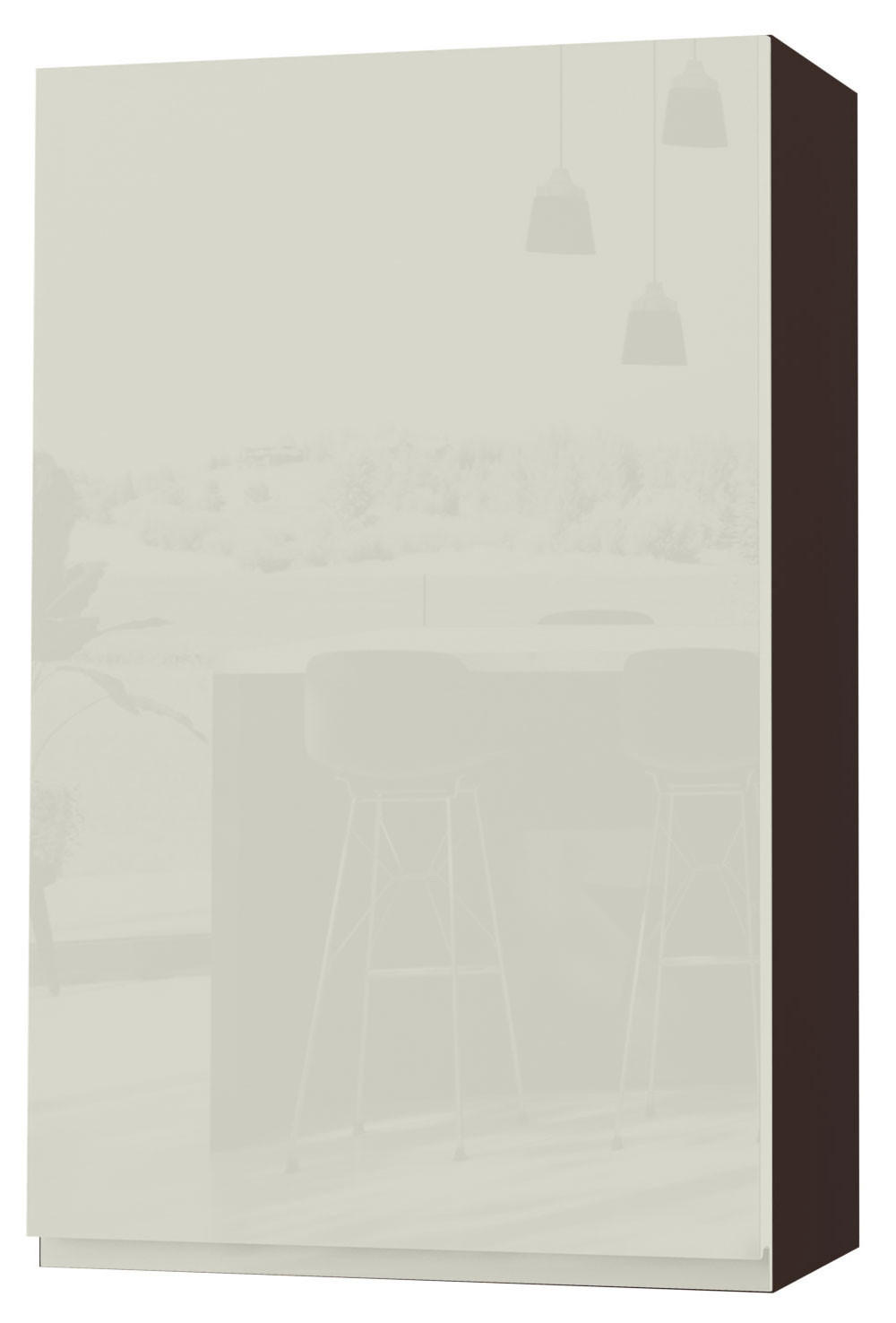 HÄNGESCHRANK Florence W4/60/1 Lava / RAL 1013 perlweiß HG 60 / 32,5 / 96cm - Türanschlag rechts - Dunkelgrau/Weiß Hochglanz, Holz/Holzwerkstoff (60/96/32.5cm) - Feldmann-Wohnen